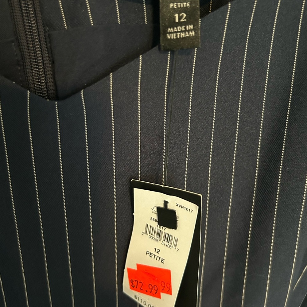 Banana Republic New Navy Pinstripe Midi Sheath Dress